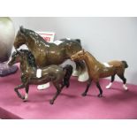 Beswick Shire Horse, two Doulton horses.