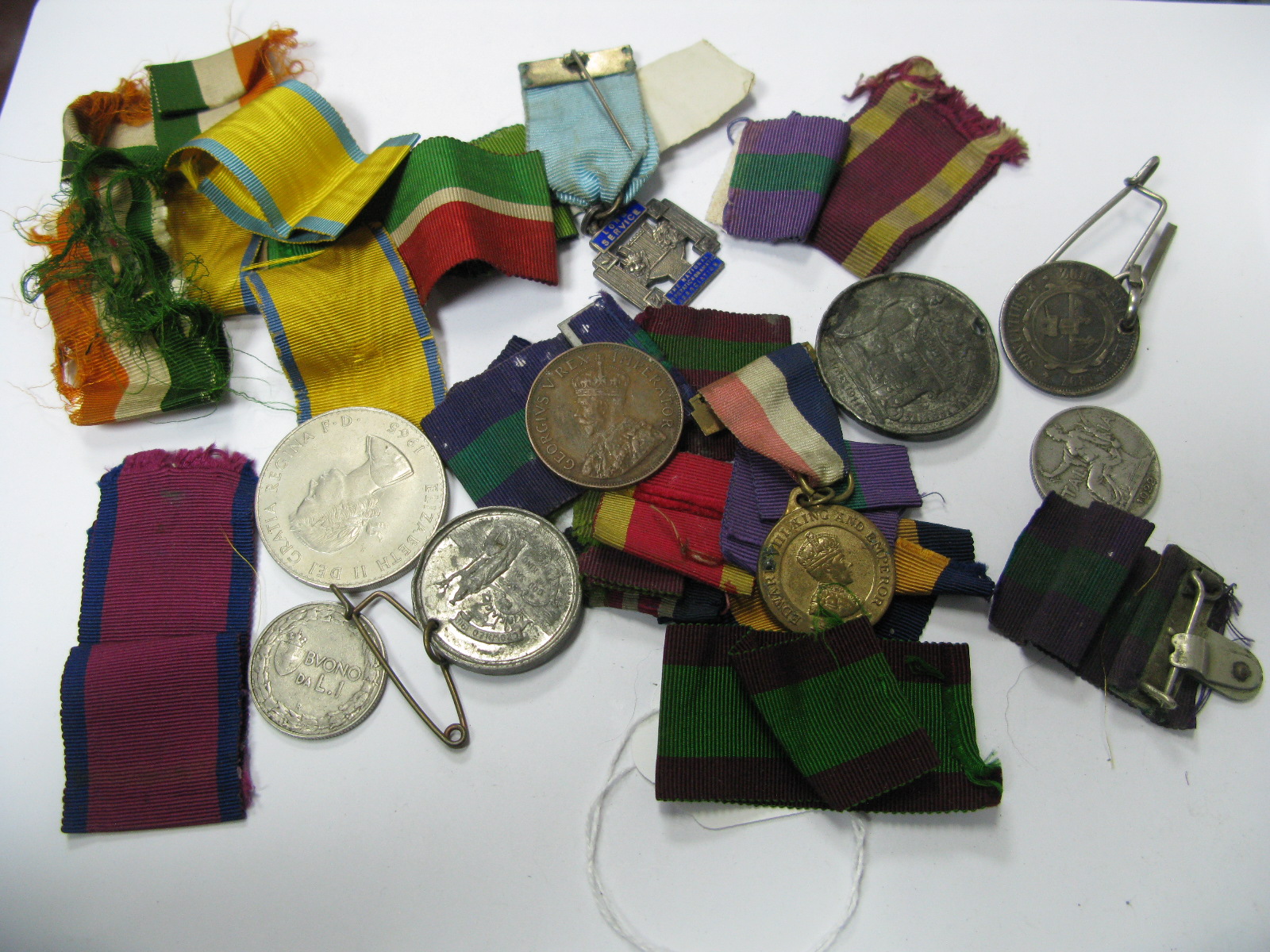 A Collection of Assorted Medallion Pendants, ribbons, Churchill (1965) 'coin' etc.