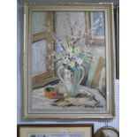 Marini, Still Life of Flowers in Vase, Oil on Canvas, 78.5 x 58.5cm, signed lower right.