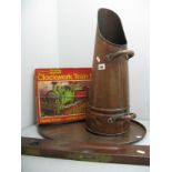 Oval Copper Tray, 53cm wide, copper coal scuttle, Rabone spirit level. Hornby RS 691 Clockwork Goods