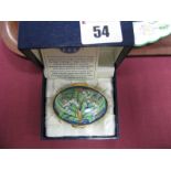 A Moorcroft Enamel Oval Trinket box, of oval form, painted in the 'Lily of the Valley' pattern,