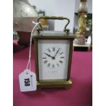 An Early to Mid XX Century Brass Cased Carriage Clock, indistinctly stamped W.Lion & ....