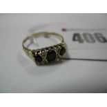 A 9ct Gold Diamond Set Ring, of Victorian style, graduated set.
