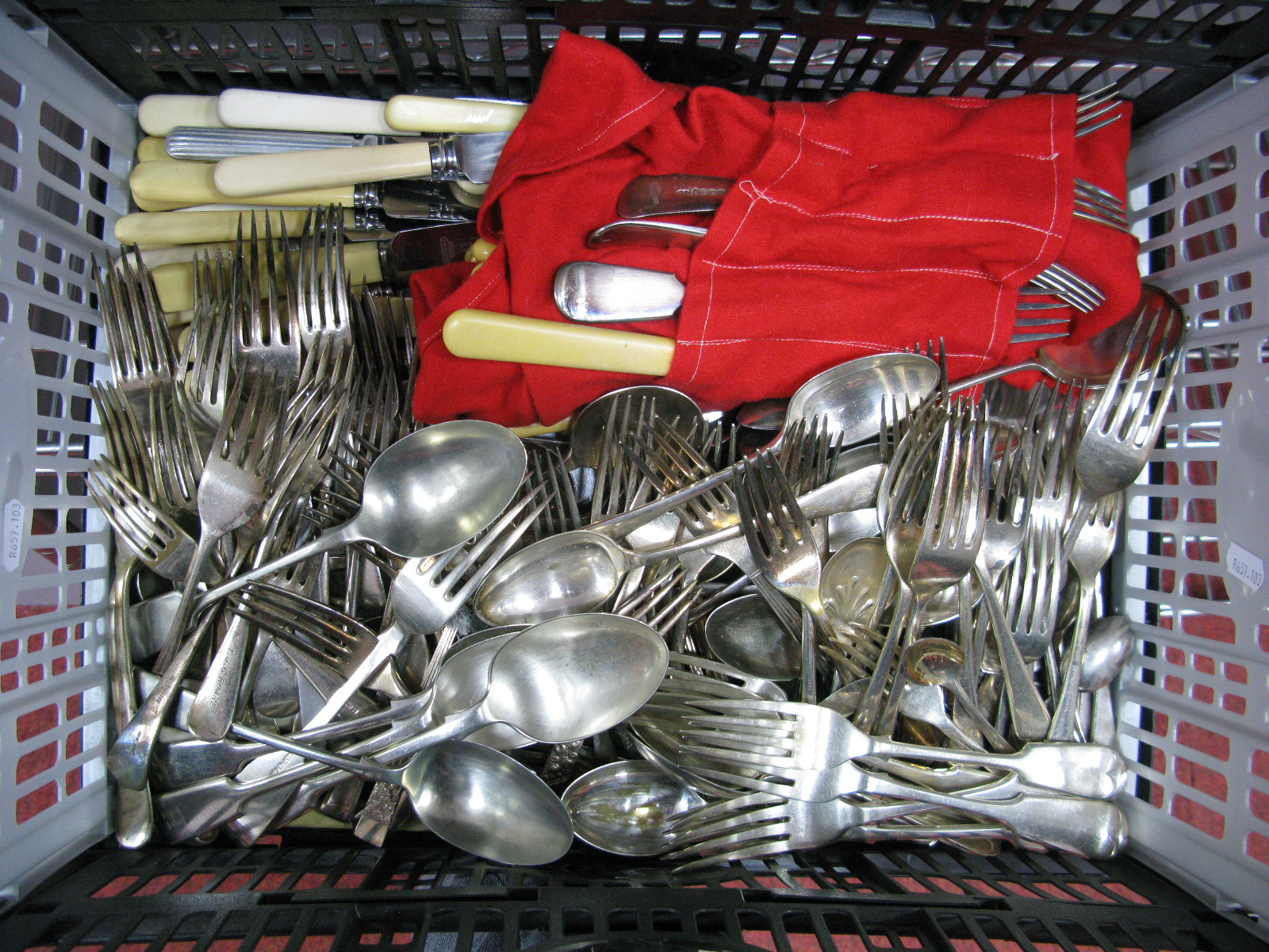 A Large Mixed Lot of Assorted Plated Cutlery:- One Box