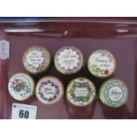 Seven Halcyon Days Enamel Trinket Boxes, each with a motto, including 'A Trifle from London', '
