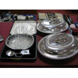 Decorative Cut Glass Dish, complete with EPNS spoon, in original fitted case; a pair of TW&S