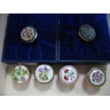 Six Halcyon Days Miniature Enamel Trinket Boxes, British Museum Flowers 'Forget-Me-Not' and five