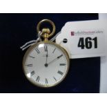 A.W.Co. Waltham; An 18ct Gold Cased Fob Watch, the signed white dial with black Roman numerals,