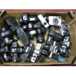 A Collection of Film Camera's, including Pentax SFX, SF7, Yashica FX-D, Prakitca LTL 3, Zenit