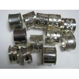 Two Hallmarked Silver Napkin Rings; together with assorted plated examples.