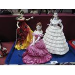 Coalport Figurines 'Melanie' and 'Mary' and Doulton 'Belle' HN3703. (3)