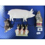 Beswick 'Ch Wall Queen' Pig, mouse, Beatrix Potter 'Tailor of Gloucester' and 'Flopsy Mopsy and