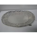 A Decorative Hallmarked Silver Dish, CB&S, Sheffield 1942, of oval form, the wide rim of openwork