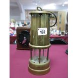 Brass Miners Lamp, with oval Cymru Dragon plaque.