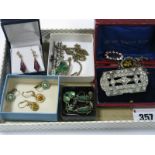 A Small Mixed Lot of Vintage Style Costume Jewellery, including an enamel shamrock and wishbone
