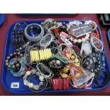 A Selection of Various Style Costume Bangles and Bracelets:- One Tray
