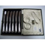 A Set of Six Hallmarked Silver Handled Tea Knives, Yates Bros, Sheffield 1922, a decorative pair