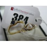 A Modern 18ct Gold Dress Ring, oval four claw centre, with claw set shoulders, stamped ''0.06'', a