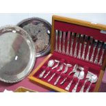 Community Silver Plated Cutlery, of 44 pieces, in canteen, two circular trays.