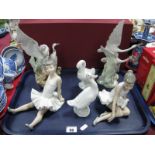 Nao Exotic Bird Figure groups, two geese, 2 seated ballerinas:- One Tray