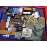 Lodge Spark Plug in Tin, Tunbridge ware box, lighters, Wade Whimsies, rulers, Bacon's Map etc:-