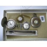 A Gent's Tie Slide, (indistinctly stamped), a Hunter case pocketwatch, compass, ladies pendant