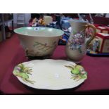 Clarice Cliff - Newport Pottery Circular Fruit Bowl, with raised tree decoration stamped 988, 25.5cm