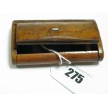 A XIX Century Fruit Wood Snuff Box, of rectangular form, with hinged lid and inset highlight.