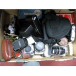 A Quantity of Photographic Items, including Kiev 32mm Rangefinder film camera, 53mm F2 lens, Zenit E