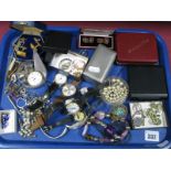 Assorted Costume Jewellery, gent's cufflinks, wristwatches, imitation pearls, etc:- One Tray