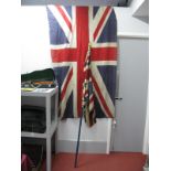 A Union Jack Flag, approximately 110 x 210cm, another on pole.