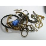 A Small Selection of Vintage and Later Costume Jewellery, including a gilt coloured bangle, of
