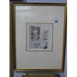 Terence Parkes (Larry) 1927-2003 'John Major' pen and ink, details verso 15 x 14cm