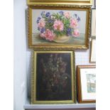 Stella Lane - Still Life of Flowers, oil on board, signed lower right, 44 x 69cm, another darker