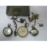 A Decorative Openface Fob Watch, ladies fob watch, the allover decorated case, stamped "0,935"; a