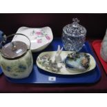 Wade Miniature Animal Band Figures, glass biscuit barrel, Midwinter tureen, etc.