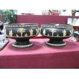 A Pair of Wedgwood Black Jasper Ware Pedestal Bowls.