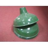 Six Green Enamel Industrial Light Shades, 35.5cm diameter.