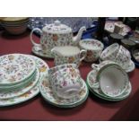 Minton 'Haddon Hall' Part Tea Set, comprising tea pot, milk, sugar, six cups, five saucers, six