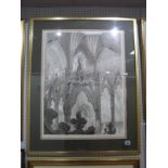 Richard Sell (1922-2008) The Choir Siren & Octagon, Ely limited edition lithograph of 70, signed and