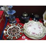 Royal Crown Derby 1128 Imari Plate, 1st quality, Poole and XIX Century plates, tea pot, money box as