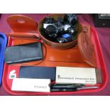 Swan Pens, having 14K nibs, Parker and Papermate pens, inks, lacquered desk implements :- One Tray