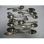 Hallmarked Silver Tea and Other Spoons, including provincial, a hallmarked silver butter knife, etc.