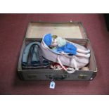 Fairyland of U.S.A Girl Doll, Rosebud dolls, dolls clothing, mid XX Century carry cot:- One Case.