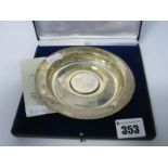 A Hallmarked Silver Commemorative Dish, inset to the centre "25th Anniversary of The Coronation 1953