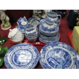 Spode 'Italian' Design Teaware, and a Spode leaf moulded preserve pot:- One Tray.