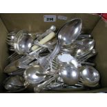 A Pair of Hallmarked Silver Fiddle Pattern Table Spoons, initialled "R"; together with collection of