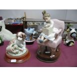 Lladro Figurine of 'Puppy by Spilt Plant Pot', '7672', 9.5cm high, together with stand, another