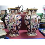 A Pair of Mason's Ironstone 'Penang' Vases, of octagonal form, 30cm high.