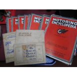 A 1930's Motoring Encyclopedia, over thirty (no 33 missing), three cigarette albums:- One Tray.